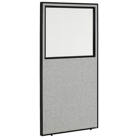 Global Industrial 36-1/4W x 72H Office Partition Panel with Partial Window, Gray 694663WGY